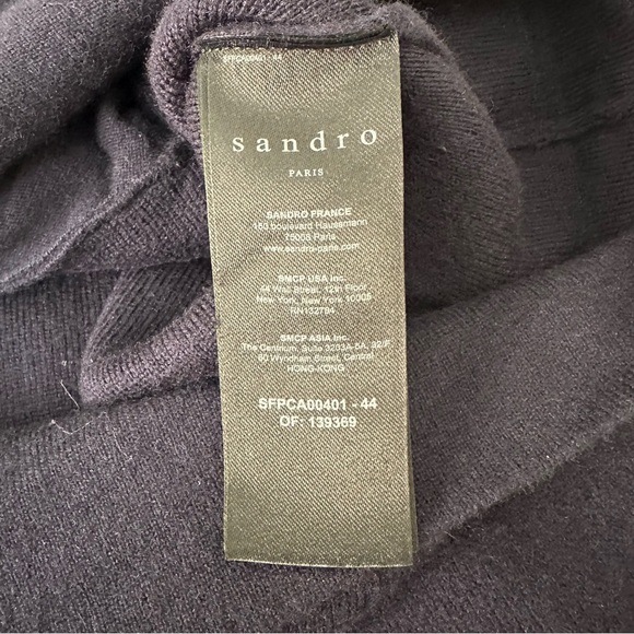 Sandro Wool Cashmere Cardigan Sleeveless Navy Blue Color Sz XL - Picture 7 of 9